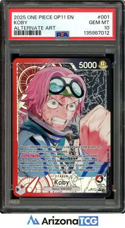 One Piece 2025 Koby OP11-001 Alternate Art OP11 GEM MINT PSA 10 - Image 1