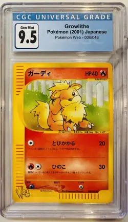 Pokemon 2001 Growlithe Pokemon Web 006/048 1st Ed. Japanese CGC 10 Gem Mint - Image 1