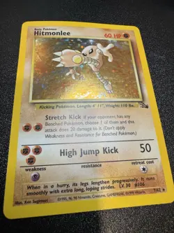 Hitmonlee Holo Rare Fossil Set 7/62 Vintage 1999 WOTC Pokemon TCG MP - Image 3