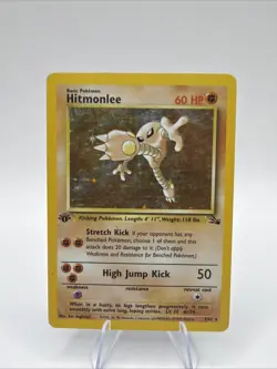 Pokemon TCG - Hitmonlee 7/62 Fossil 1st Edition Holo Rare WOTC 1999 - MP - Image 1