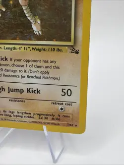 Pokemon TCG - Hitmonlee 7/62 Fossil 1st Edition Holo Rare WOTC 1999 - MP - Image 4