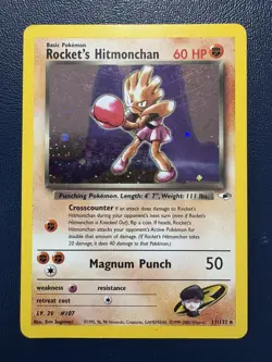 Rocket's Hitmonchan Holo Rare Gym Heroes Pokemon card 11/132 LP - Image 1