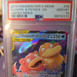 Pokemon PSA GEM 10 Slowpoke & Psyduck GX 35/236 Sm-Unified Minds Holo - Image 3