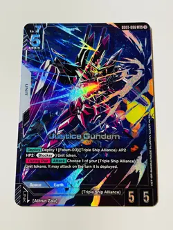 Justice Gundam GD01-066 LR+ Alt Art GUNDAM NEWTYPE RISING TCG CARD NM ENGLISH - Image 3