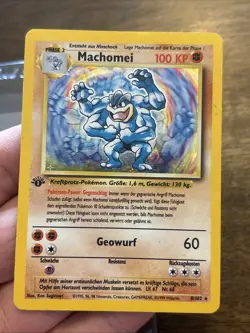 Machomei 1st ED Pokemon German Base Set 8/102 Machamp Holo Vintage Card TCG - Image 1