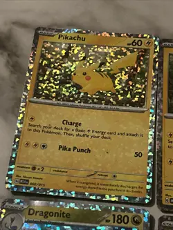 Mixed Lot of Holographic Pokemon Cards Holo Rare Pikachu And Dragonite And More - Image 2