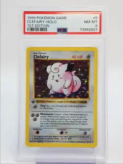 CLEFAIRY 1999 POKEMON 1ST EDITION SHADOWLESS HOLO 5/102 PSA 8 Q0907 - Image 1