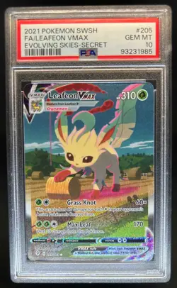 2021 Pokemon SWSH Evolving Skies Leafeon VMAX #205/203 PSA 10 - Image 1