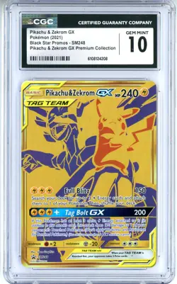 CGC GEM MINT 10 Pokemon TCG Pikachu & Zekrom GX SM248 Sm Black Star Promo Holo - Image 1