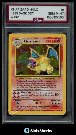 1999 POKEMON BASE SET UNLIMITED #4/102 CHARIZARD RARE HOLO MEW 10 READ! - Image 1