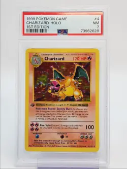 CHARIZARD 1999 POKEMON 1ST EDITION SHADOWLESS HOLO 4/102 PSA 7 Q0907 - Image 1