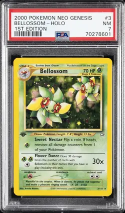 2000 POKEMON NEO GENESIS 1ST ED #3 BELLOSSOM-HOLO PSA 7 - Image 1