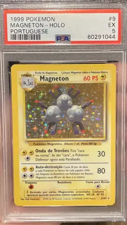 Pokemon TCG Magneton 9/102 Base Set 2 Holo PSA 5 PORTUGUESE POP 1 - Image 1