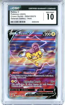 CGC GEM MINT 10 Pokemon Raikou V GG41/GG70 Crown Zenith: Galarian Gallery Holo - Image 1