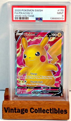 Pokemon Vivid Voltage Pikachu V (Full Art) 170/185 Swsh04: Holo PSA 9 MINT - Image 1