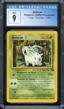 Nidoran Pokemon (1999) Portuguese Jungle - Unlimited - 57/64 CGC 9 - Image 1