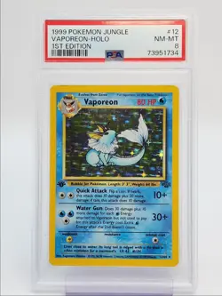 VAPOREON 1999 POKEMON JUNGLE 1ST EDITION HOLO 12/64 PSA 8 Q0907 - Image 1