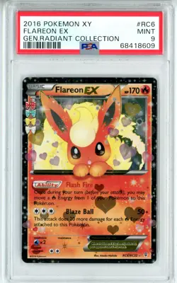 PSA MINT 9 Pokemon TCG Flareon EX RC6-32 Generations: Radiant Collection Holo - Image 1
