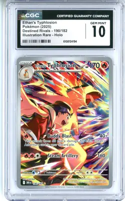 CGC GEM MINT 10 Pokemon TCG Ethan's Typhlosion 190/182 Sv10 Destined Rivals Holo - Image 1