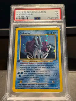 2001 Pokemon Neo Revelation Suicune Holo 1st Edition PSA EX 5 14/64 - Image 1