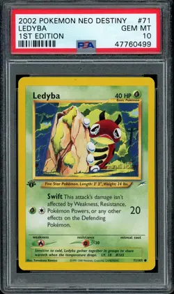 2002 Pokemon Neo Destiny #71 Ledyba 1st Edition PSA 10 - Image 1