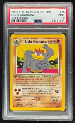 2002 Pokemon Neo Destiny 1st Edition #25/105 Light Machamp PSA 9 - Image 1