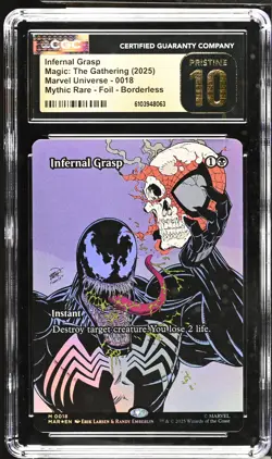 INFERNAL GRASP Marvel Universe Foil Mythic CGC Pristine 10 MTG Spider Man - Image 1