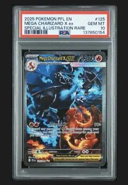 PSA 10 GEM MT 2025 POKEMON PFL EN-PHANTASMAL FLAMES #125 MEGA CHARIZARD X ex SIR - Image 1