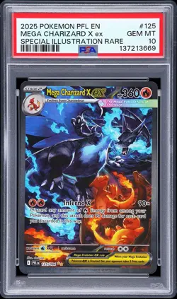 PSA 10 GEM MT 2025 POKEMON PFL EN-PHANTASMAL FLAMES #125 MEGA CHARIZARD X ex SIR - Image 1