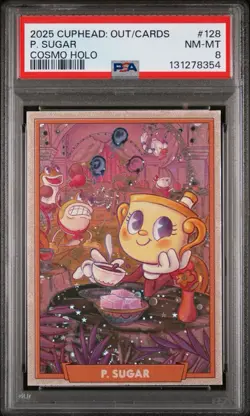 2025 Tomodachi press CUPHEAD: Out Of The Cards, P. Sugar /10 Cosmo Holo PSA 8 - Image 1