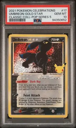 2021 POKEMON CELEBRATIONS CLASSIC COLLECTION #17 UMBREON-GOLD STAR POP SERIES 5 - Image 1