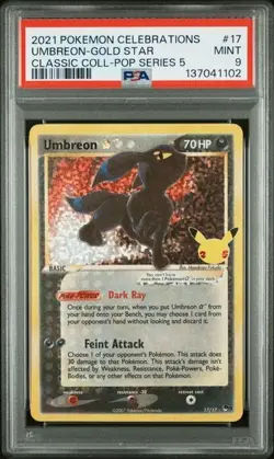 2021 Pokemon Celebrations Classic Pop Series 5 #17 Umbreon Gold Star - PSA 9 - Image 1