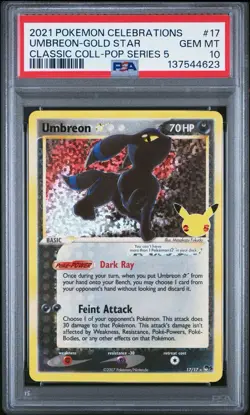 2021 Pokemon Celebrations Classic Coll Pop Series 5 #17 Umbreon Gold Star PSA 10 - Image 1