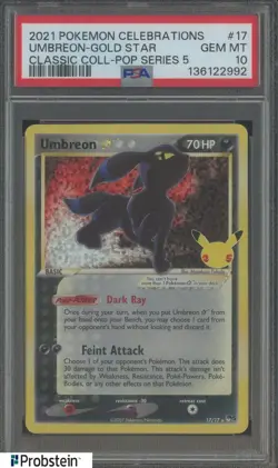 2021 Pokemon Celebrations Classic Coll Pop Series 5 #17 Umbreon Gold Star PSA 10 - Image 1