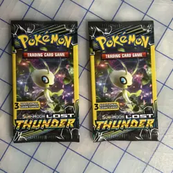 Pokemon Sun & Moon Lost Thunder 3-Card Sealed Booster Packs 2018 8 Packs Art Set - Image 2