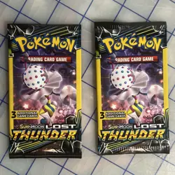 Pokemon Sun & Moon Lost Thunder 3-Card Sealed Booster Packs 2018 8 Packs Art Set - Image 4