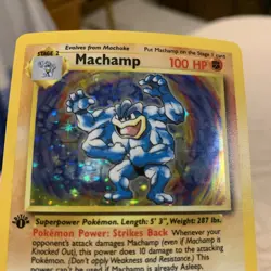 Machamp 1st Edition 8/102 Holo Rare Pokemon 1999 TCG card - Image 3