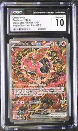 Pokemon 2025 Oricorio ex 024 Black Star Promo Mega Charizard ex UPC CGC 10 - Image 1