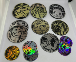 Pokemon TCG lot of 16 Official Coins Jumbo and Standard Duplicates - Image 1