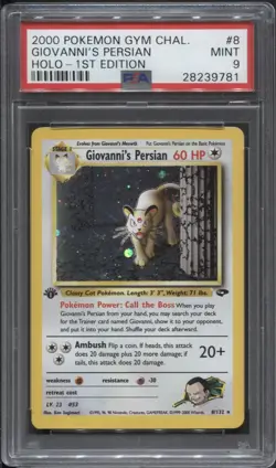 PSA 9 1st Edition Gym Challenge Giovanni’s Persian 8/132 Holo Rare Pokemon TCG - Image 1