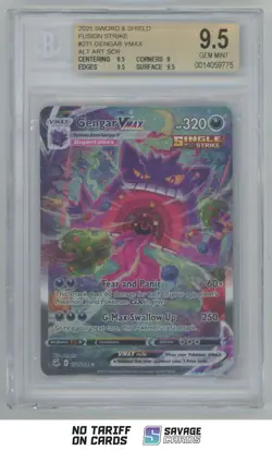 2021 Pokemon Sword & Shield Fusion Strike Full Art Secret Gengar VMAX BGS 9.5 - Image 1