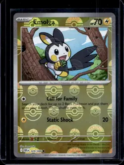 2025 Pokemon SV Black Bolt BLK EN Emolga Reverse Holo Poke Ball Common #029/086 - Image 1