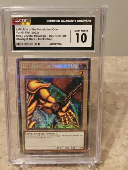 2022 Yu-Gi-Oh Left Arm of the Forbidden One BLCR-EN105 Starlight Rare CGC Gem 10 - Image 1