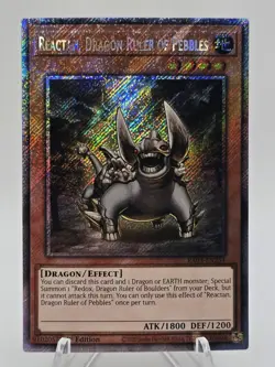 Yugioh Reactan, Dragon Ruler of Pebbles (Platinum Secret Rare) RA03-EN254 - Image 1