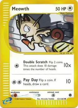 Meowth - 121/165 - Pokemon Expedition Reverse Holo Rare Card NM - Image 1