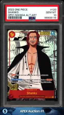 2022 ONE PIECE SHANKS OP01-120 MANGA ALT ART SECRET PSA 10 - Image 1