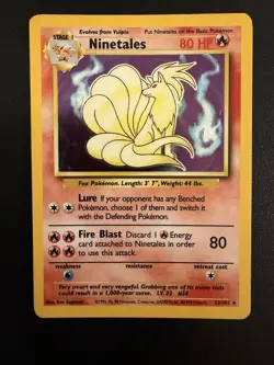Ninetales 12/102 Holo Foil Rare Base Set Unlimited Pokemon Card TCG MP - Image 2