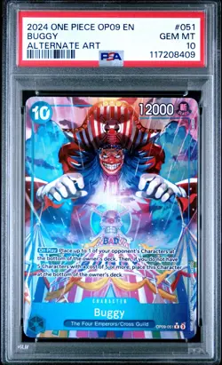 2024 One Piece #51 Buggy PSA 10 Alternate Art Rare OP09-051 ALT Emperors World - Image 1