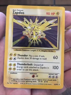 Zapdos 016/102 Unlimited Base Set Holo Pokemon Card Vintage Old School - Image 1