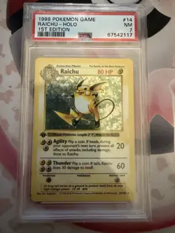 1999 POKEMON BASE SET RAICHU 1st EDITION #14 -HOLO PSA 7 - Image 1